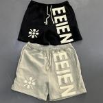 Acid Wash Cotton Shorts Sun Faded French Terry Patch Embroidery Distresses