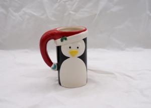 China Dolomite Penguin Design 3D Ceramic Mug Hand Painted For Christmas / Winter wholesale