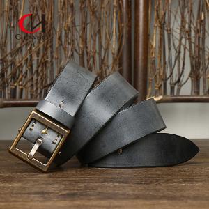 China Smooth Strap Vintage Leather Belt For Men With Standard Width Zinc Alloy Buckle wholesale