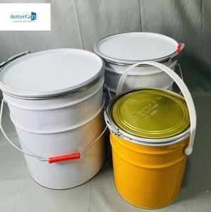 China 0.35mm White Coating Metal Pail With Handle 5 Liter Lock Ring Bucket wholesale