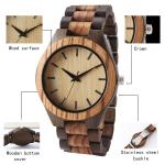 Wood Watches Men's Nature Wooden Bamboo Quartz Wrist Watch Wooden Band Men