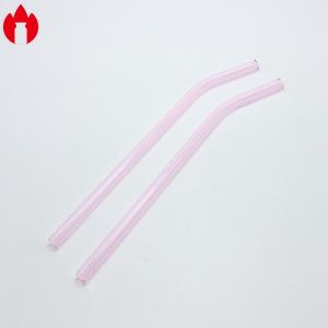 China Pink Color Borosilicate Glass Drinking Straws For Tea Coffee wholesale