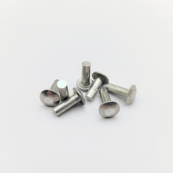 Light Industrial Solid Rivets - 6061 Aluminum - Truss Head - For Storage Shelving & Furniture - 3/16 & 1/4 Inch