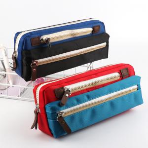 China Canvas Pencil Case School Pencil Bag For Students Simple Candy Color Large-capacity Pencil Cases Stationery Cosmetic Bag wholesale