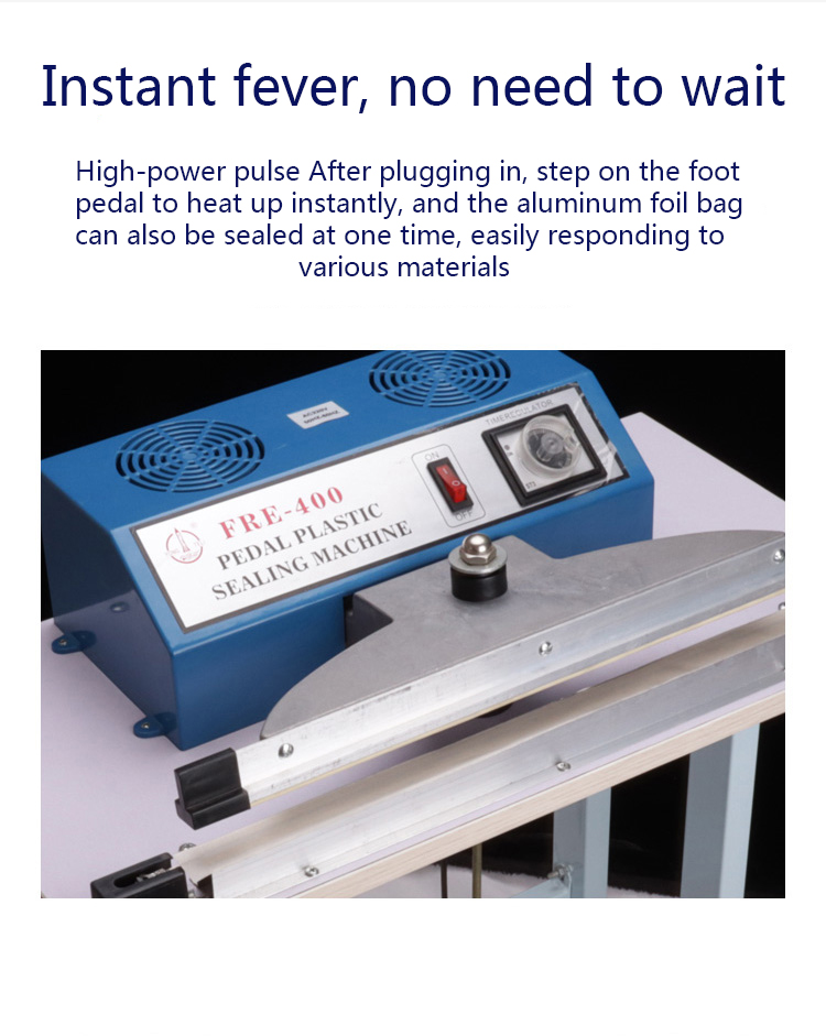 ZEQUAN FR500 Iron Body Foot Pedal Sealing Machine 500mm Sealing Length for Plastic Bag