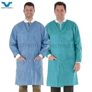 China Disposable SMS 40GSM Waterproof Industrial CE Dust Proof Lab Coat For Spring Autumn wholesale