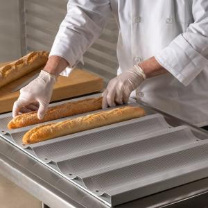 China RK Bakeware China Foodservice NSF 5 Loaf Glazed Aluminum Baguette Baking Tray French Bread Pan wholesale