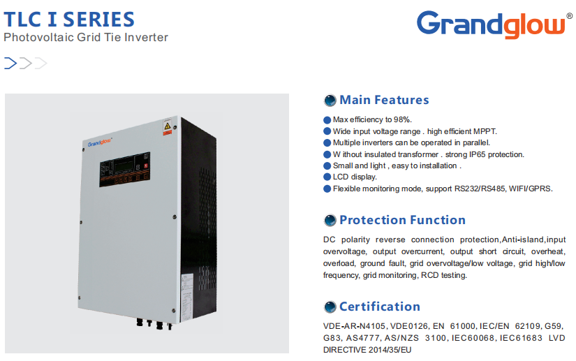 Grid Tie Three Phase Solar Inverter 20KW With MPPT Charge Controller