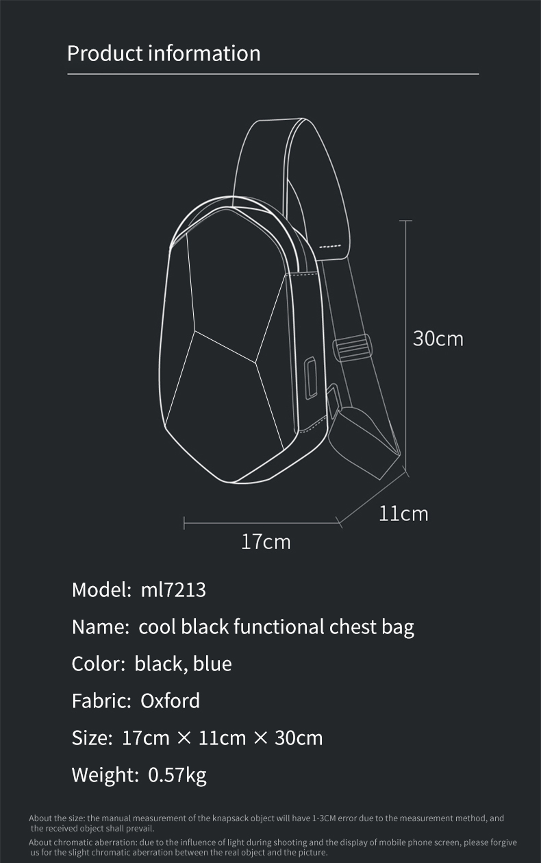 Factory hot custom fashion chest crossbody bag waterproof anti theft shoulder sling bag men sling bag