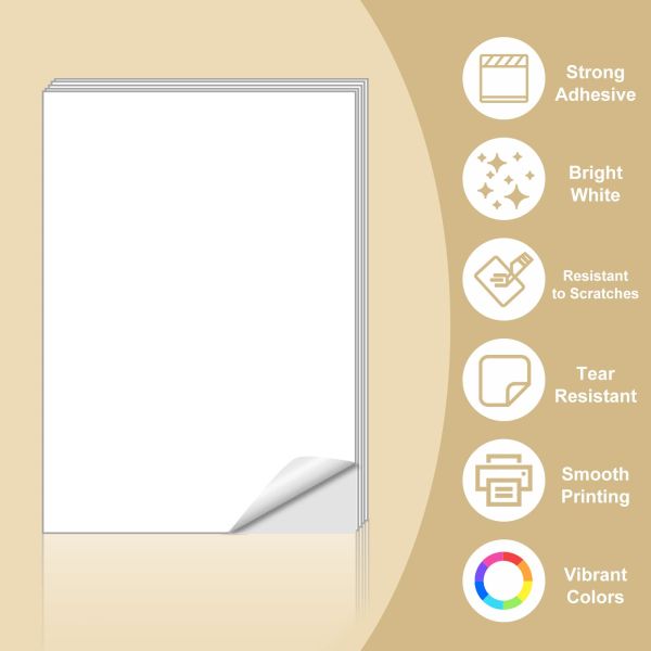 Waterproof A4 Label Stickers - Customizable Size Self Adhesive Labels with Strong Adhesive for Printing