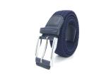 Dark Blue Mens Elastic Woven Stretch Belt With Pin Buckle Wide 1-3/8 Inches