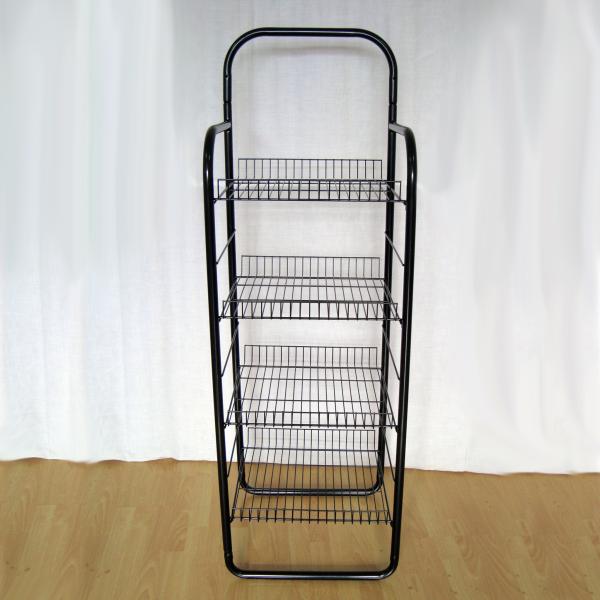 Four Wire Baskets Floor Grocery Display Stands Multi Tiers Convenience Store