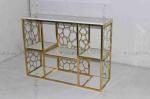 Hollow Out Pattern Carving Design Storage Cabinets Marble Gold Plated Shelving