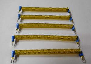 China Good Fastenering Coiled Tethered Cables Transparent Yellow Color 120MM Length wholesale