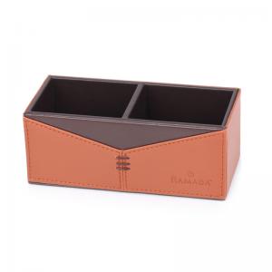 China double brown dark leather sachet holder for 5-star hotel guest room wholesale