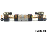 1/4'' NPT 5/2 Way 4V320-08 Double Solenoid Pneumatic Control Valve 12V 24V 110V