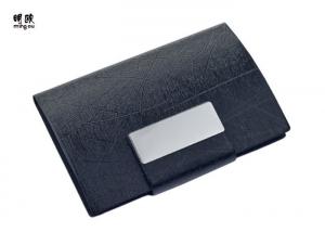 Black Wallet Leather Credit Card Holder , Personalized Business Card Organizer