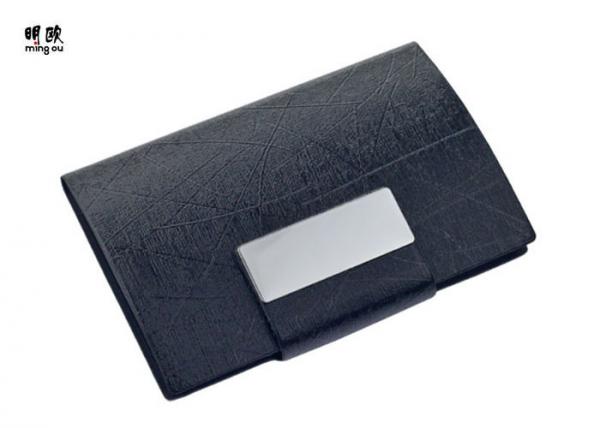 Quality Black Wallet Leather Credit Card Holder , Personalized Business Card Organizer for sale