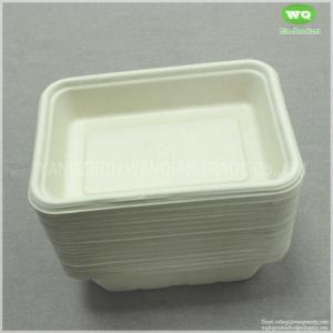 China 500ml Eco-Friendly Unbleached Sugarcane Pulp Rectangular Lunch Box ,750ml Biodegradable Tray 950ml Disposable Pulp Tray wholesale
