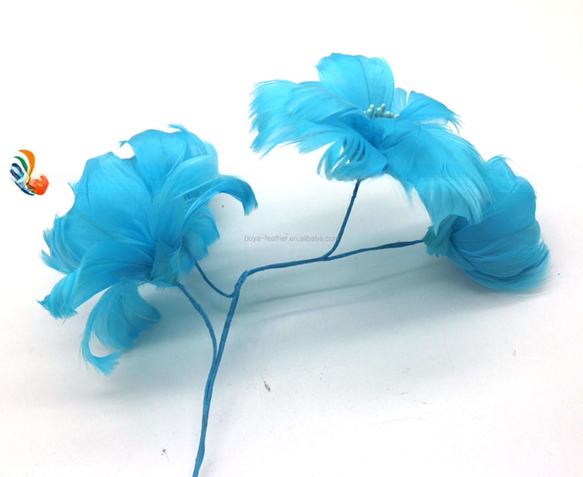 10*20 cm Dimension Goose Feather Flower Mount with Wire Accessory