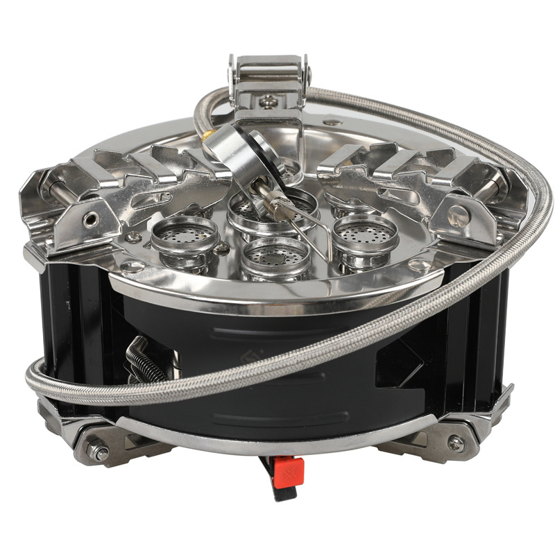 Stainless Steel 7 Burner Camping Gas Stove Outdoor Portable Picnic Split Gas Cooker