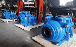 China Black Soft Rubber Lined Slurry Pumps with CV Motor on Top Belt Driven Blue Color wholesale