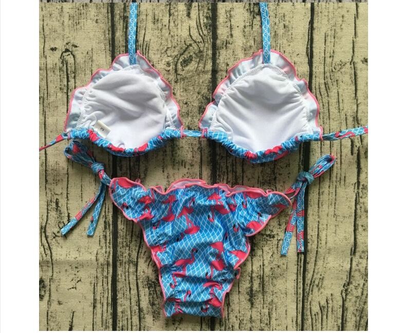 Swimwear button 2018 Sexy Bikinis women swimsuit brazilian woman Bandeau Push up Vintage Bikini Set Biquini beachwear
