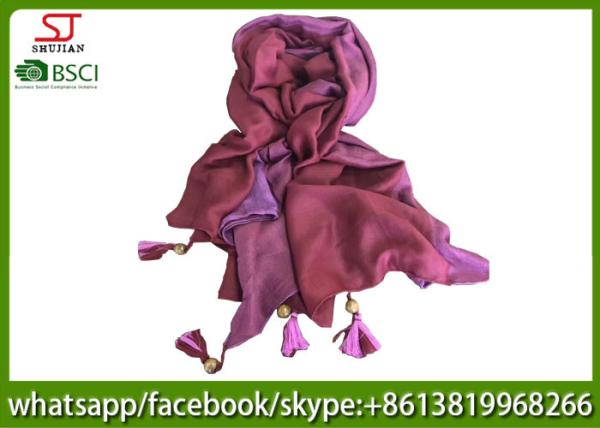 Chinese supplier two side wooden bead tassel spring summer thin tassel scarf 90
