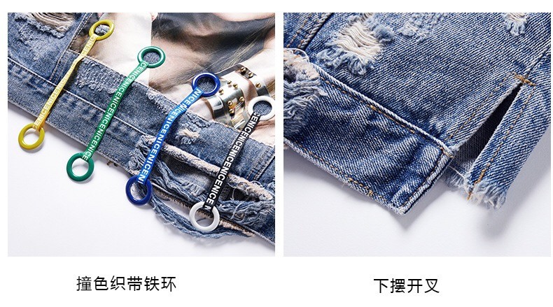 custom clothing factory China Printed Personality Ladies Jackets Coats BF Loose Fit Denim Jacket