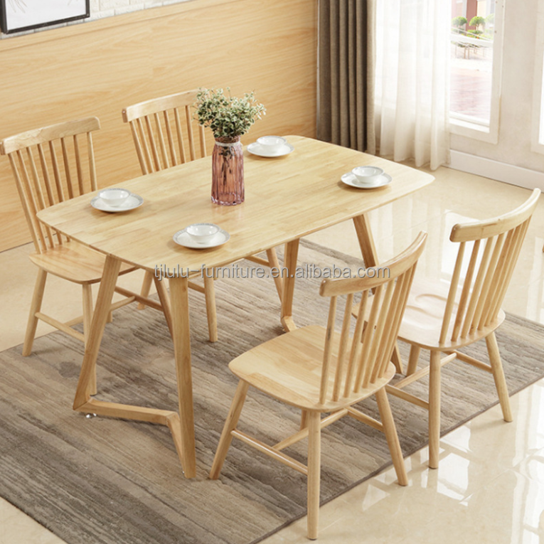 Nordic Style Solid Wood Dining Table for Home Furniture at Hospital in Rectangular Shape