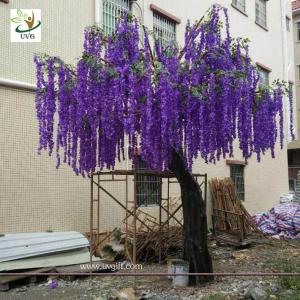 China UVG latest 17ft tall purple silk wisteria blossoms artificial flower trees for wedding stage decoration WIS018 wholesale
