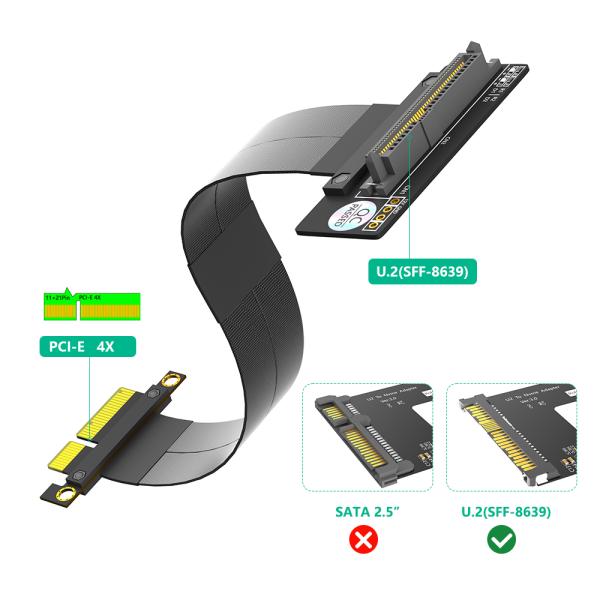 SFF-8639 U.2 to PCIe 3.0 4X Extender Cable for NVMe SSD