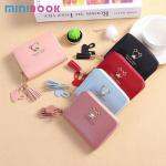 Small Ladies PU Leather Wallet Female Two-fold Hasp Mini Cute Clutch Decoration