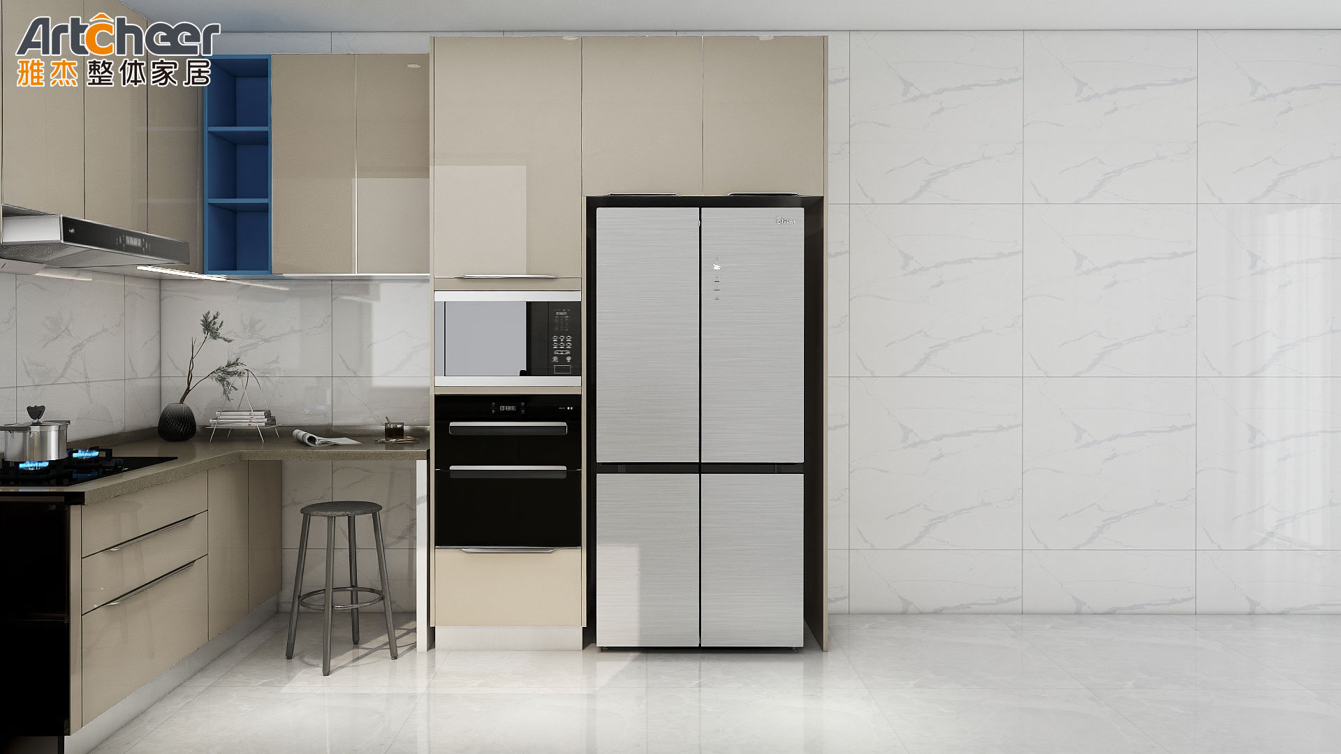 Complete Sets of Stainless Steel Wood Kitchen Cabinets for Customized Color Options