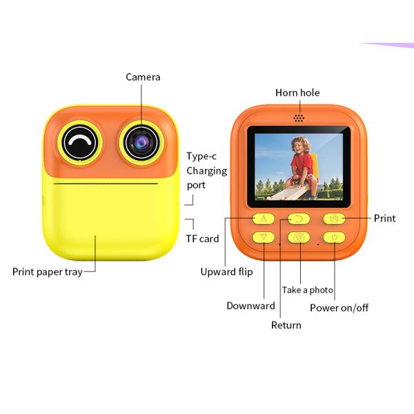 2.4inch Kid Printing Camera Lasting Portable 6 Filter Modes Colorful Print For Boys Girls