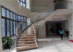 Prefabricated Building Curved Stairs Laminated Glass Tread DIY Installation For