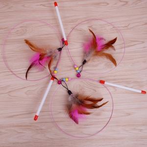 China Popular Handmade Interactive Cat Toys Soft Teaser Stick Toy With Feather wholesale