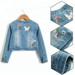 Modern Design Embroidery Jeans Jacket For Girls , Spring Girls Jeans Coat