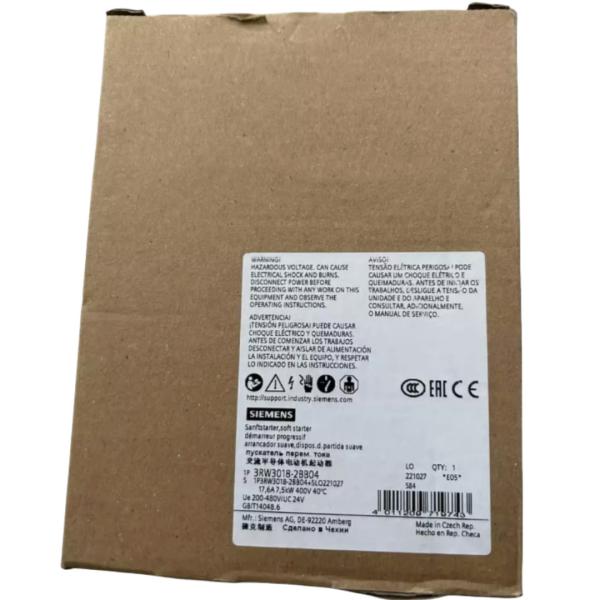 SIEMENS 3RW3018-2BB04 SIRIUS SOFT STARTER S00 17.6 A, 7.5 KW/400 V, 40 °C 200