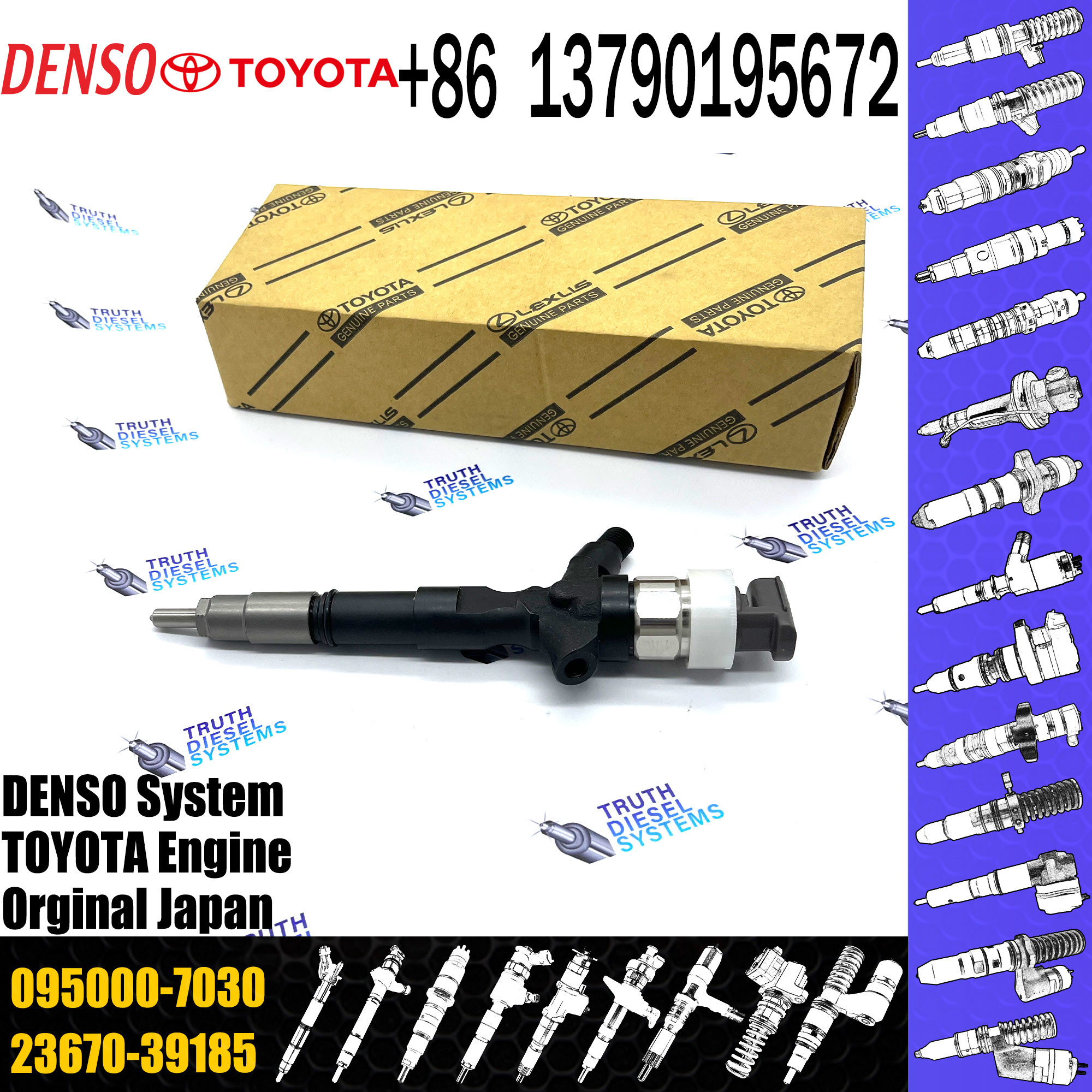 Fuel Injector 23670-39145 Common Rail Injetor 095000-7040 095000-7030 For TOYOTA VIGO 1KD 2KD