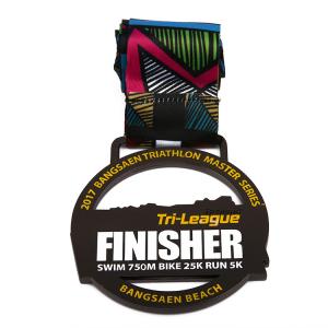 China Hollow Colorful Ribbon Marathon Running Medal Zinc Alloy Custom Logo wholesale