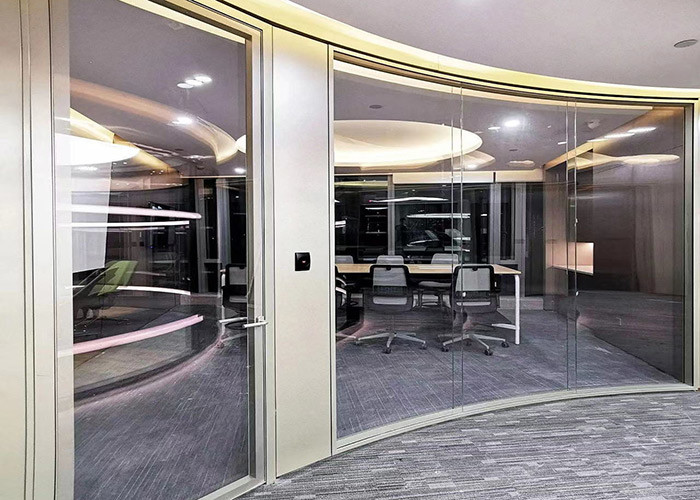 Aluminium Frame Glass Partition Wall System Double Hollow Space ISO 9001 Approved