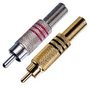 China Metal Spring  Male Audio RCA Cable Connectors , RCA Plug Connectors 24K on sale
