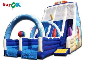 China 42.7ft Giant Inflatable Water Slides Blue Inflatable Double Beach Lane Slide wholesale