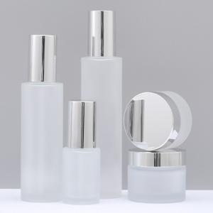 China Customized Frosted Glass Cream Jar Luxury Cosmetic Packaging 30g 50g 30ml 100ml 120ml wholesale