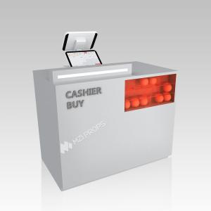 China Retail Store Gray Wooden Cashier Desk Skincare Shop Checkout Counter With Lightbox For Cosmetic Shop Design wholesale