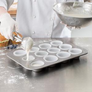 China RK Bakeware China-12 Compartment Fluted 1.5mm Muffin Baking Pan Glazed Aluminized Steel wholesale