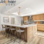 Modern Kitchen Design 2023 Wood Island With Glass Top And Plywood Carcase