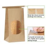 Stand Up Kraft Paper Bag With Clear Window For Coffee Bean Luxury Packaging