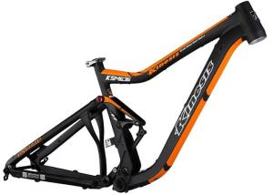 China Mtb AM Mountain Bike Frame Black / Orange Color Smooth Welding 152mm Travel wholesale
